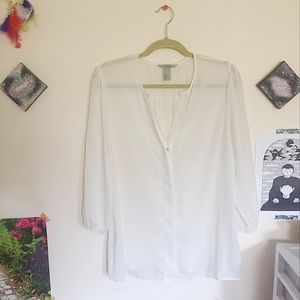 Sheer White Buttoned Blouse